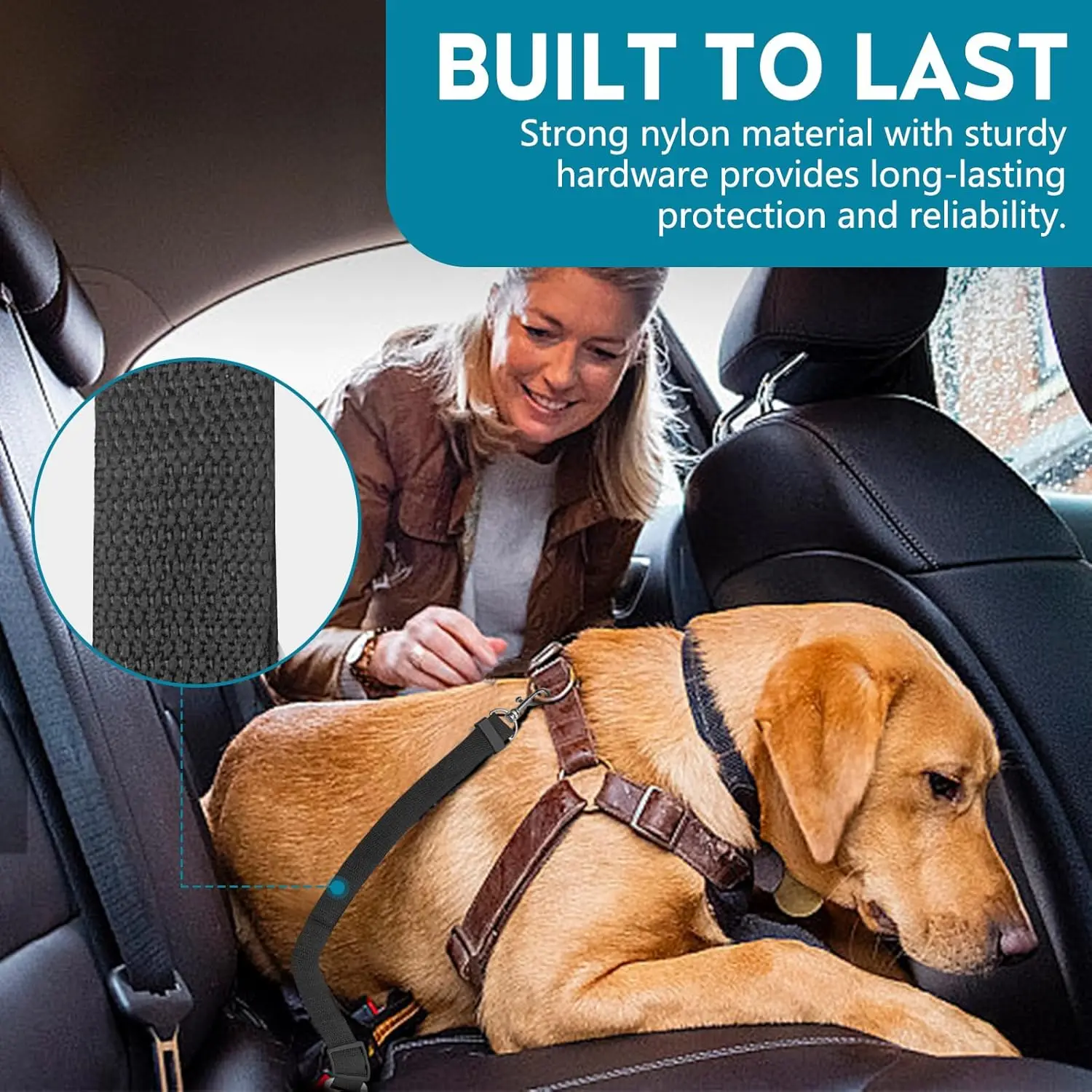 Car Pet Seat Belt, Adjustable Safety Rope, Rust Proof Hook and 360° Rotating Buckle, Used for Trucks and Station Wagons
