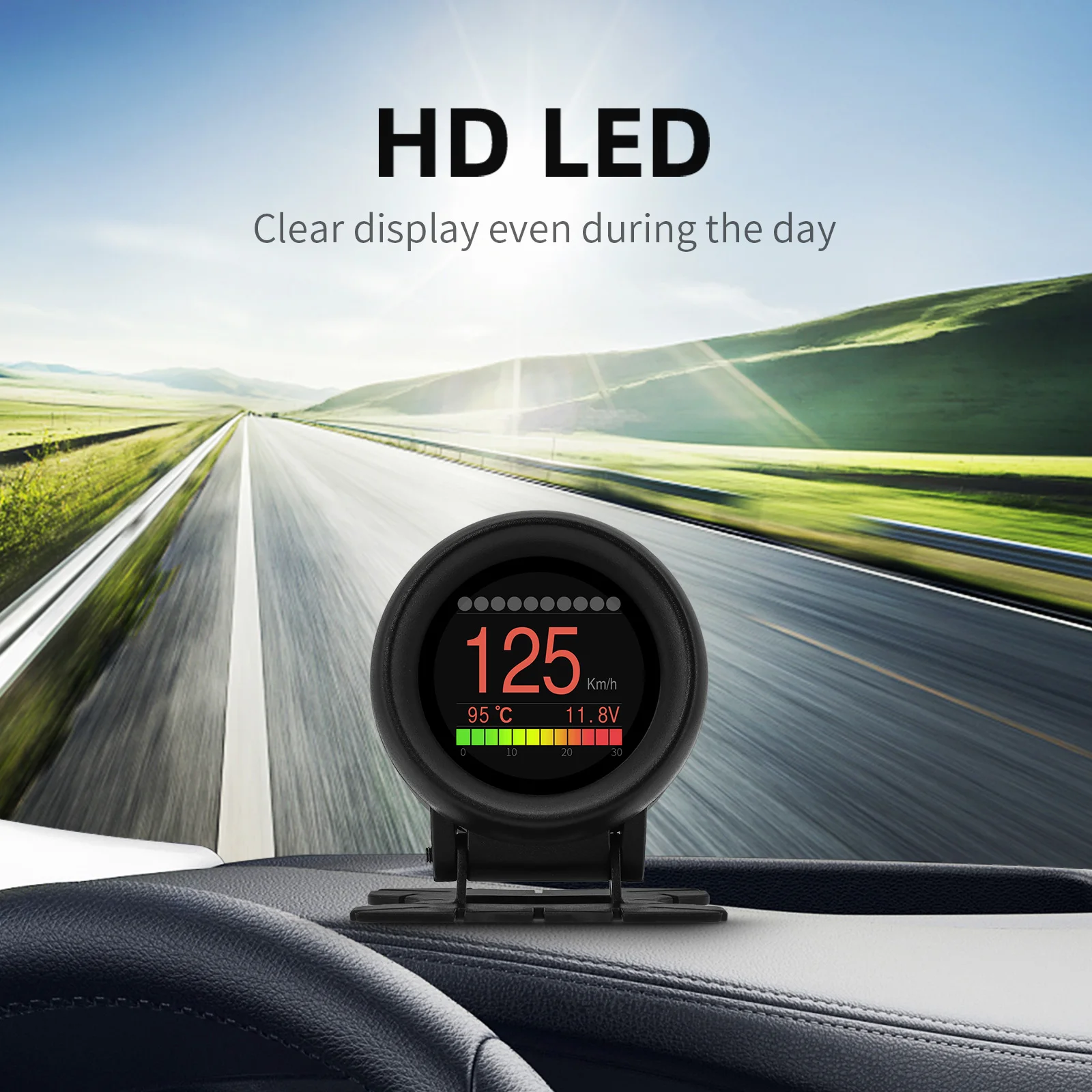a205-ヘッドアップディスプレイ-オンボードコンピュータ-obd2-ディスプレイ-速度-燃料消費量-温度計-スマートデジタル多機能メーター