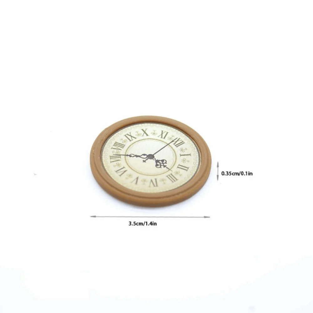 New European Style Dollhouse Wall Clock 1:12 Scale Simulated Miniature Wall Clock Round Simple Accessories Home Decor