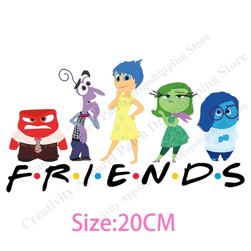 Friends Inside Out2 Riley Joy Iron-on Transfers for Clothing Sticker Patches on Clothes DIY T-shirts Hoodies Heat Transfer Patch