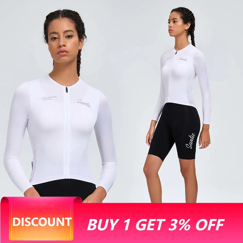Santic Women's Cycling Jerseys  Long Sleeve  Breathable Quick Dry for Spring Summer Season Comfortable Bike Wear KL25C01181