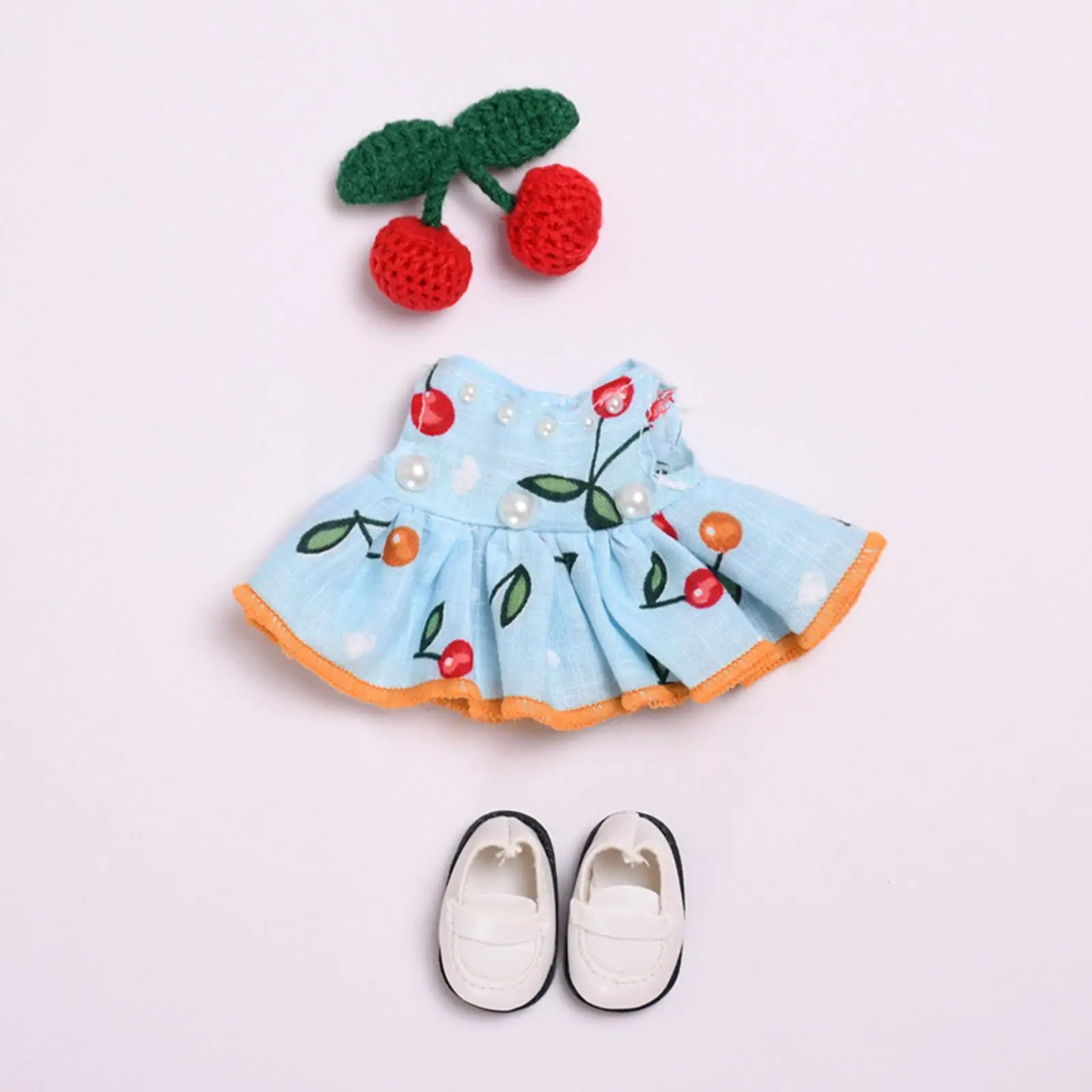 Süße 15cm Anhänger Puppe Kleidung Kleid, tägliche Kleidung, mit Haarschmuck, Szene Foto Requisite, machen Sie Ihre eigene Puppe Puppe Dress Up Spielzeug