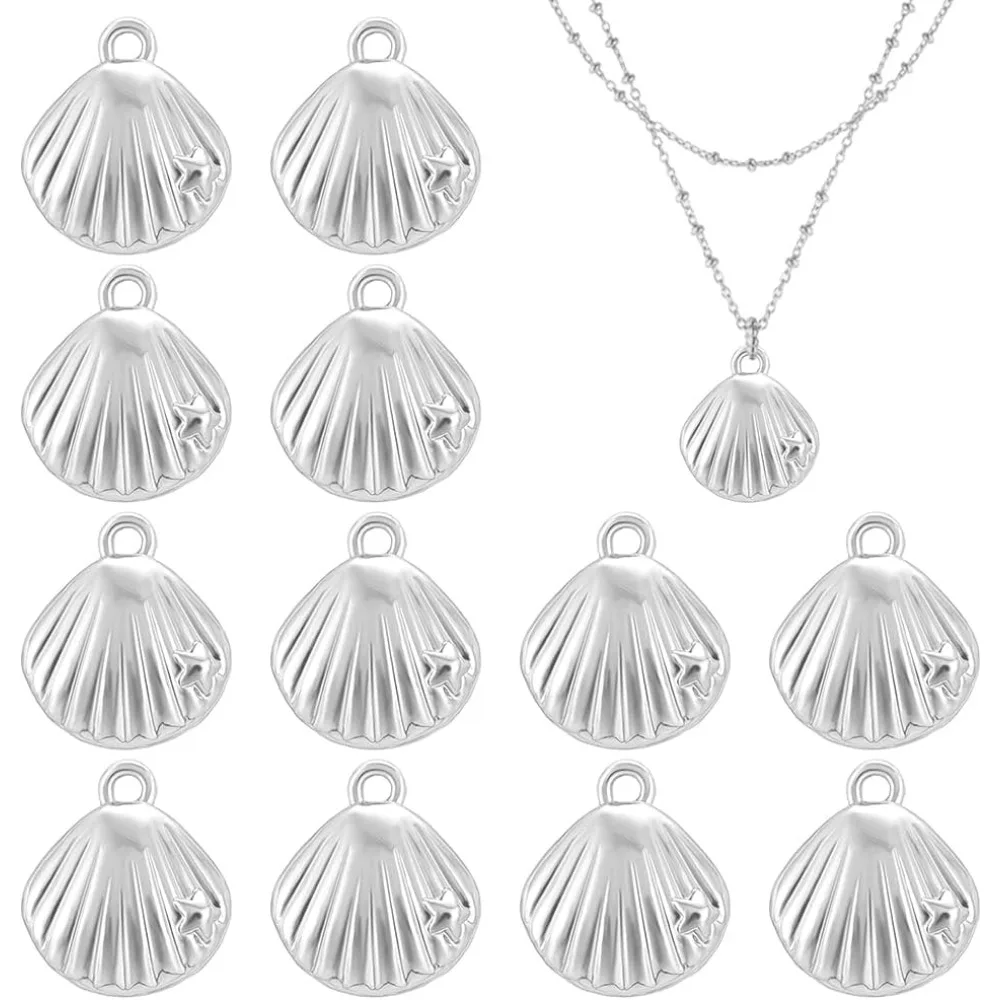 

12pcs Real Brass Shell Charms Shell Charms Brass Jewelry Pendants for DIY Earrings Bracelet Necklaces Jewelry Making