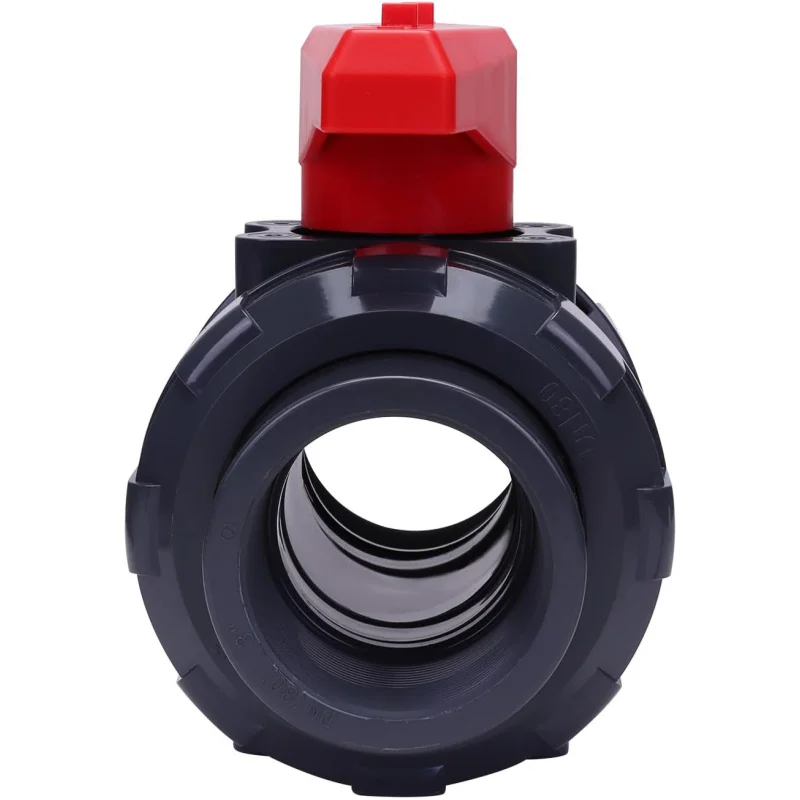 PVC True Union Ball Valve NPT Threaded with Full Port, EPDM O-Rings, and Reversible PTFE Seats, Rated at 200 PSI (3 Inch NPT Thr