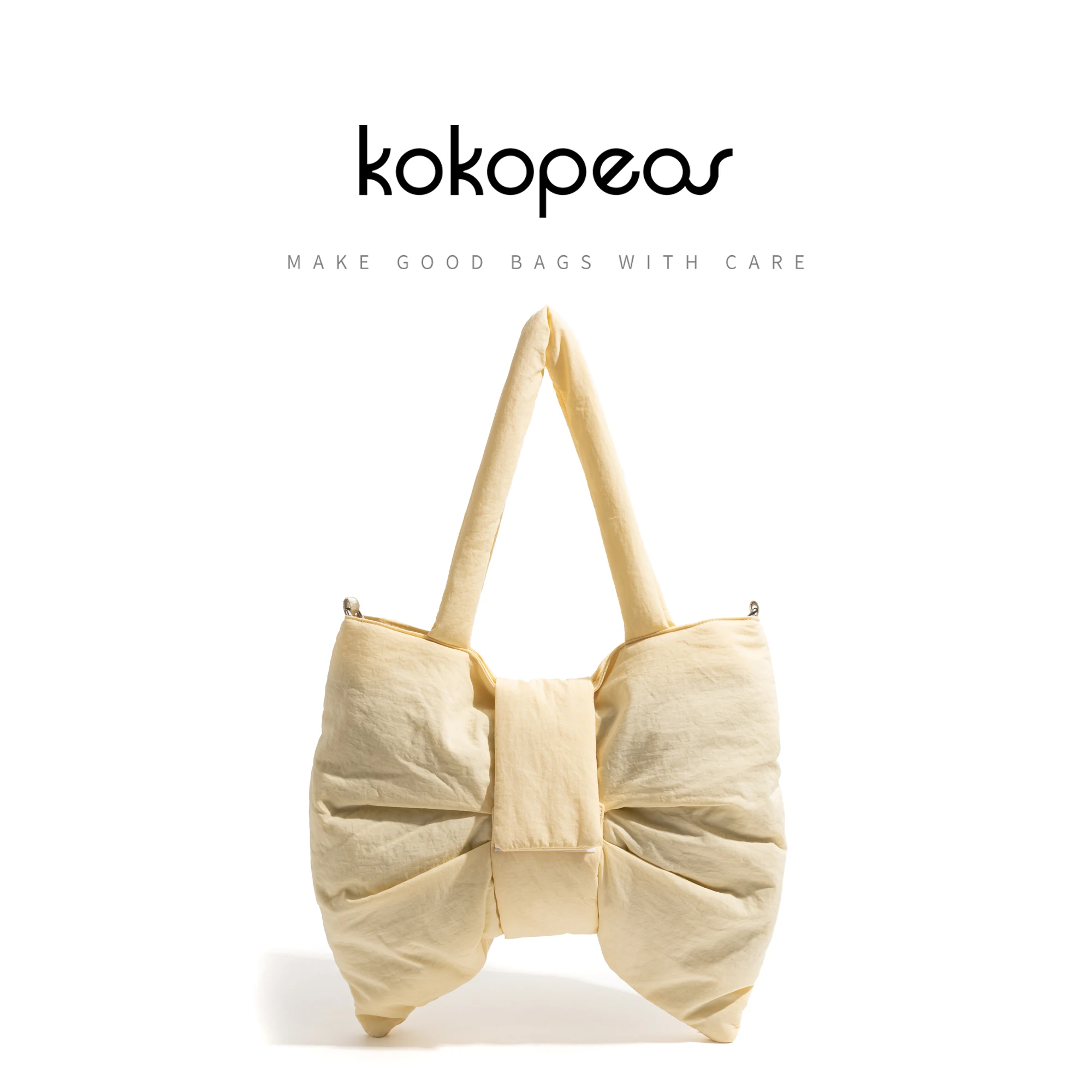 

KOKOPEAS Bow Shape Tote Handbag Unique Velcro Design Fashion Women Large Shopping Purse Adjustable Strap Lady Crossbody Bag