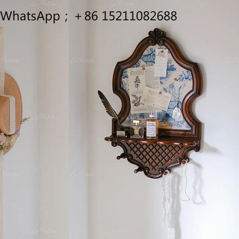 LLY retro shelf storage wall hanging wall mirror laminate hook medieval study living room display shelf