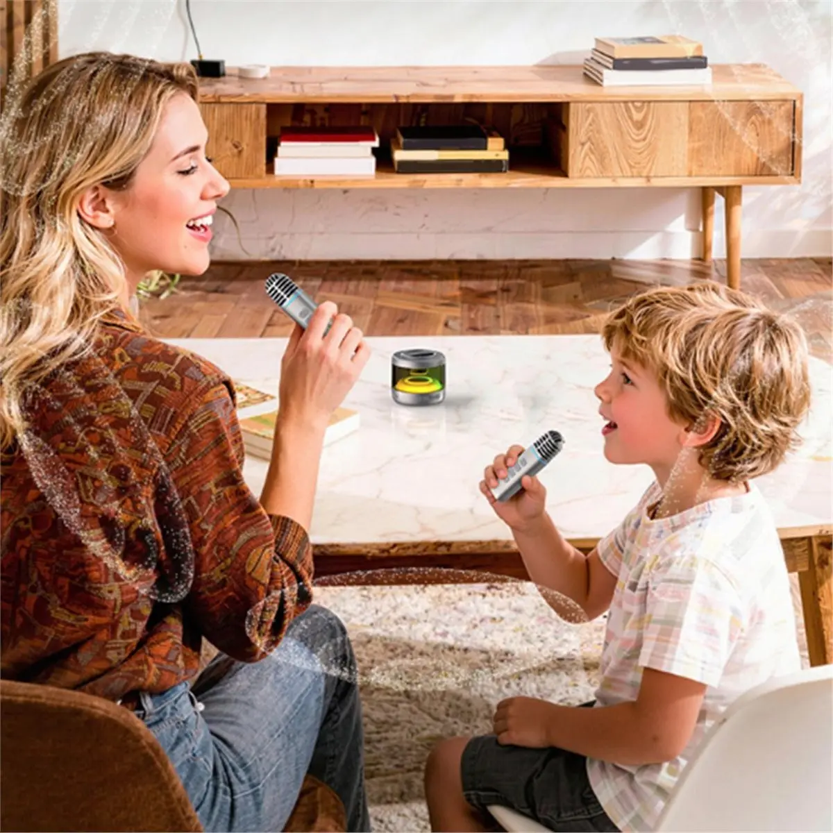 High Performance Magnetic Karaoke Bluetooth Microphone Speaker Machine for Home KTV, Dormitory Singing, Portable Gift Black