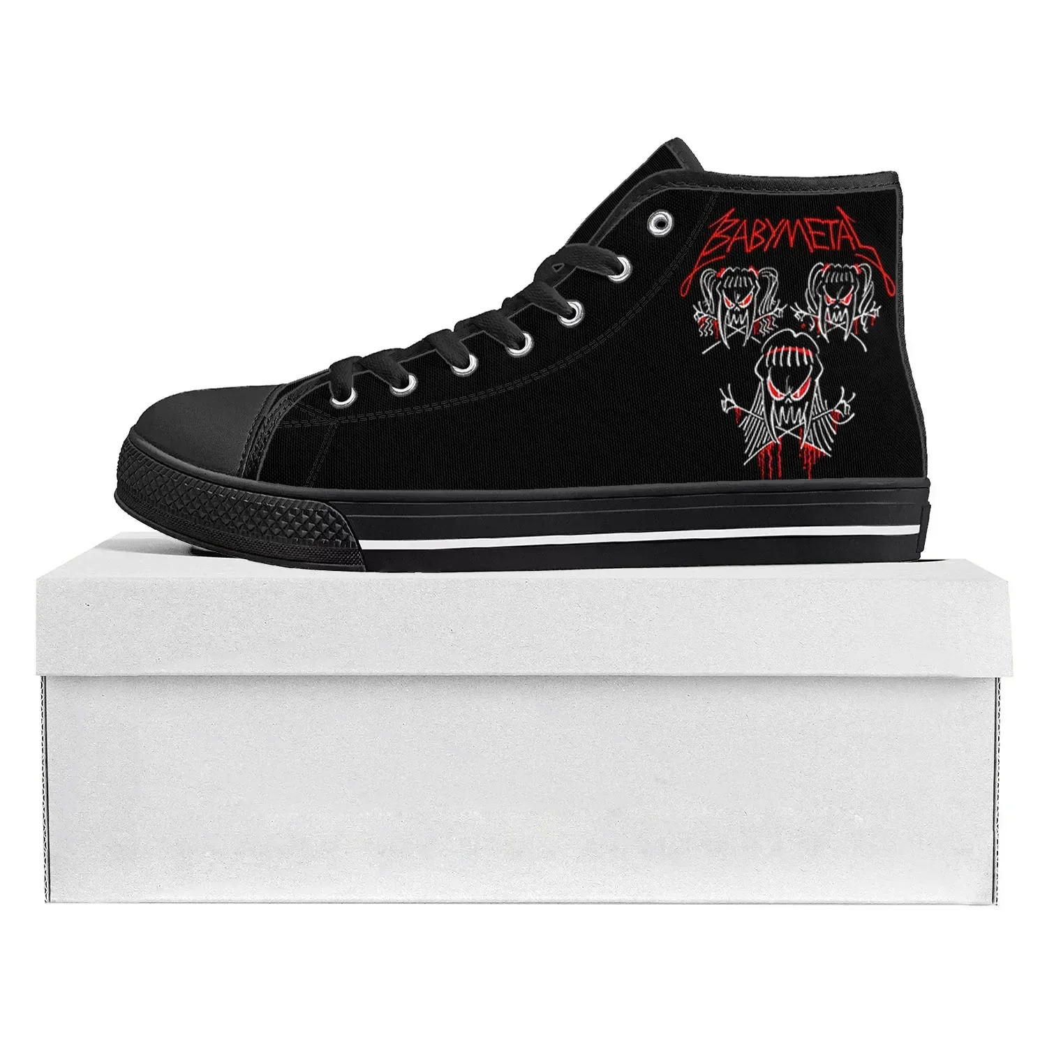 

Кроссовки Babymetal Rock Band Pop Fashion, высокие, высококачественные, для мужчин, женщин и подростков, парные, из канваса, черные, на заказ