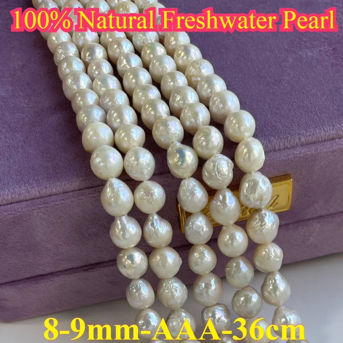 8-9mm AAA  Natural Freshwater Pearl Near Round Flawless Surface Potato Bead Elegant DIY Jewelry Make Handmade Bracelet Necklace
