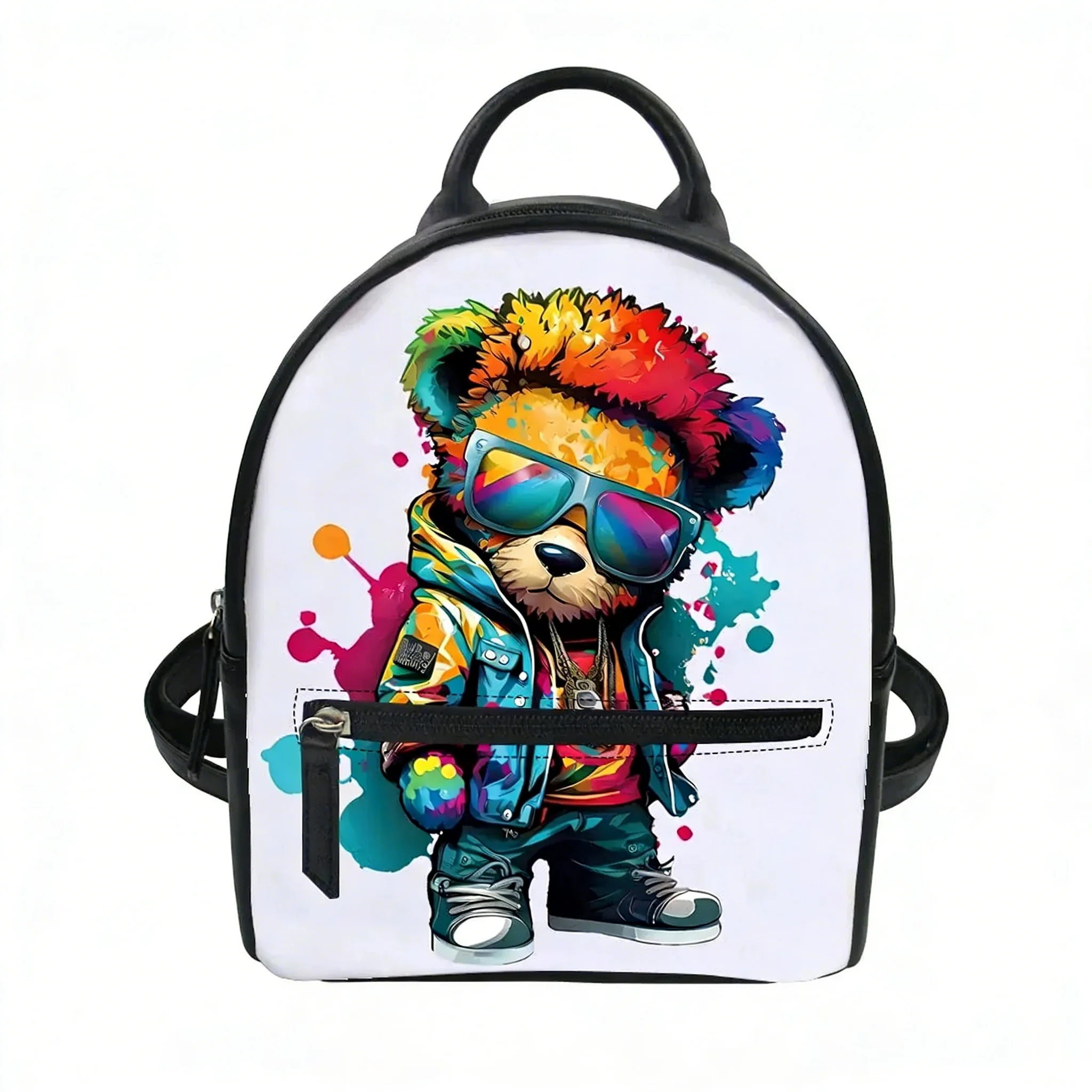 

Kawaii Graffiti Bear Custom Backpack Purse Women Carter Schoolbags Double Shoulder Bag Mini Daypack Leather Travel Bag
