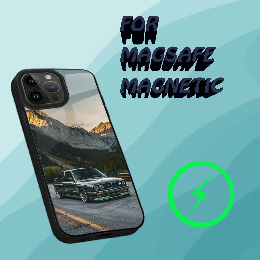 Phone Case For iPhone 16,15,14,13,12,11,Plus,Pro,Max Mini Magsafe Car for B- Bmwes-S E30 Magnetic Wireless Charging
