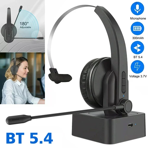 Imagen 2 del producto Auriculares inalámbricos de modo Dual 2,4G y Bluetooth con micrófono auriculares inalámbricos con reducción de ruido llamada manos libres para PC llamada portátil