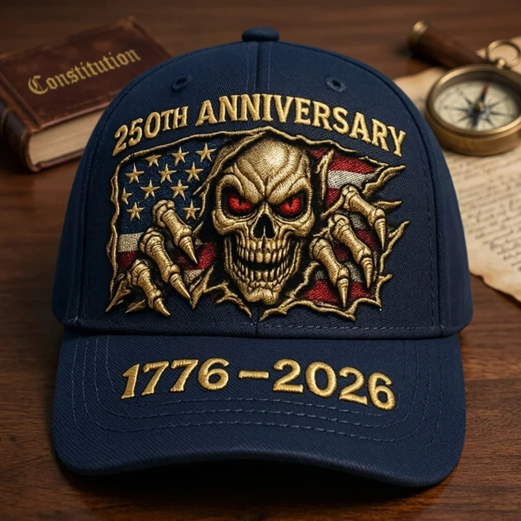 USA 250th Anniversary Patriotic Cap, Men's American Independence Commemorative Hat with Stars Stripes Design, Flat Printing