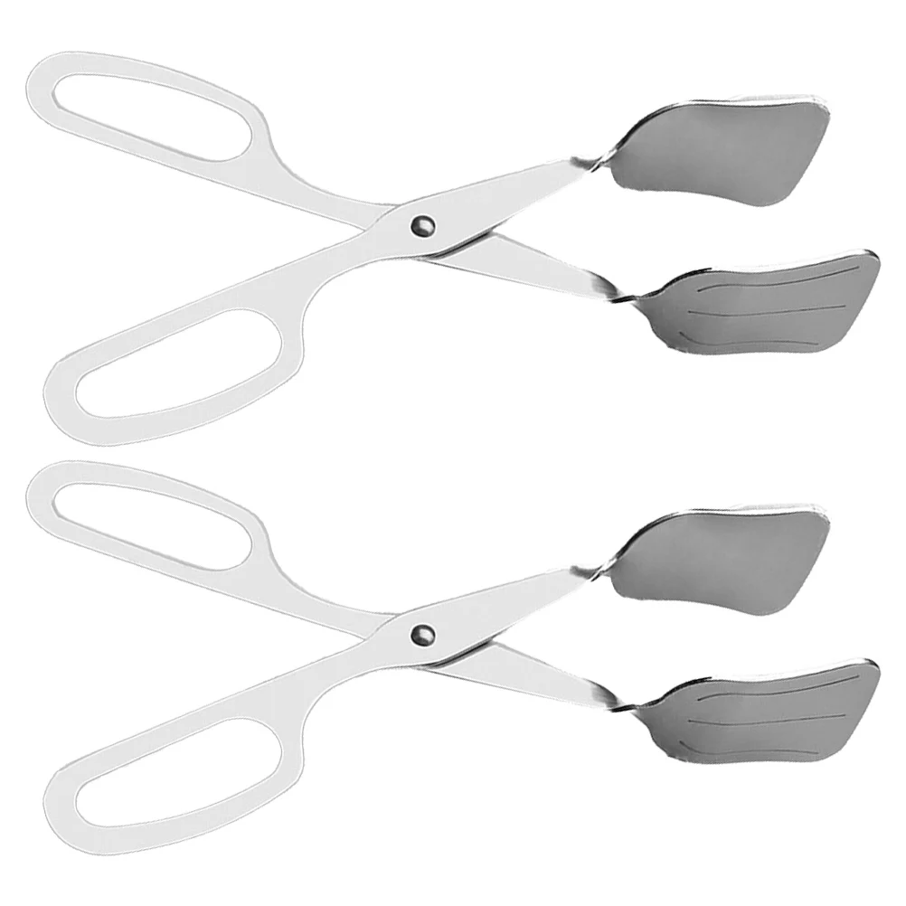 

2Pcs Stainless Steel Buffet Food Tongs Mirror Polished Serving Utensils for Salad Bread Cake Steak Cooking Kitchen