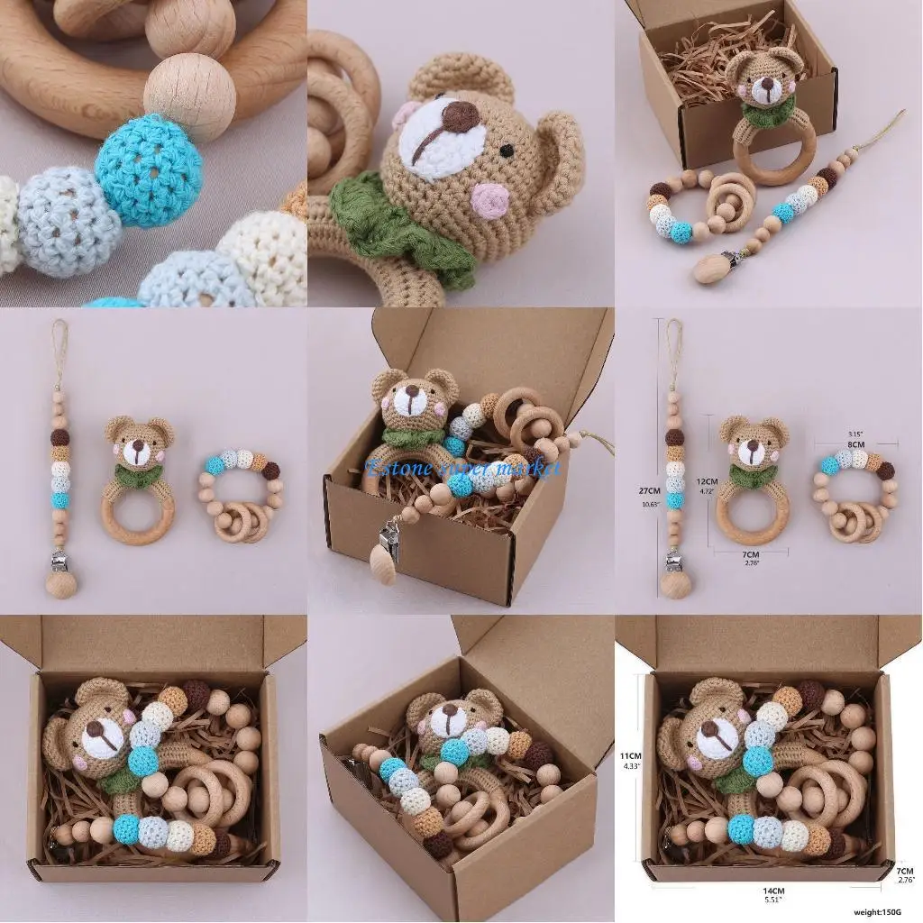 

090B Колыбель-кулон-погремушка, игрушки, детский прорезыватель, соска-браслет, комплект для новорожденного ребенка