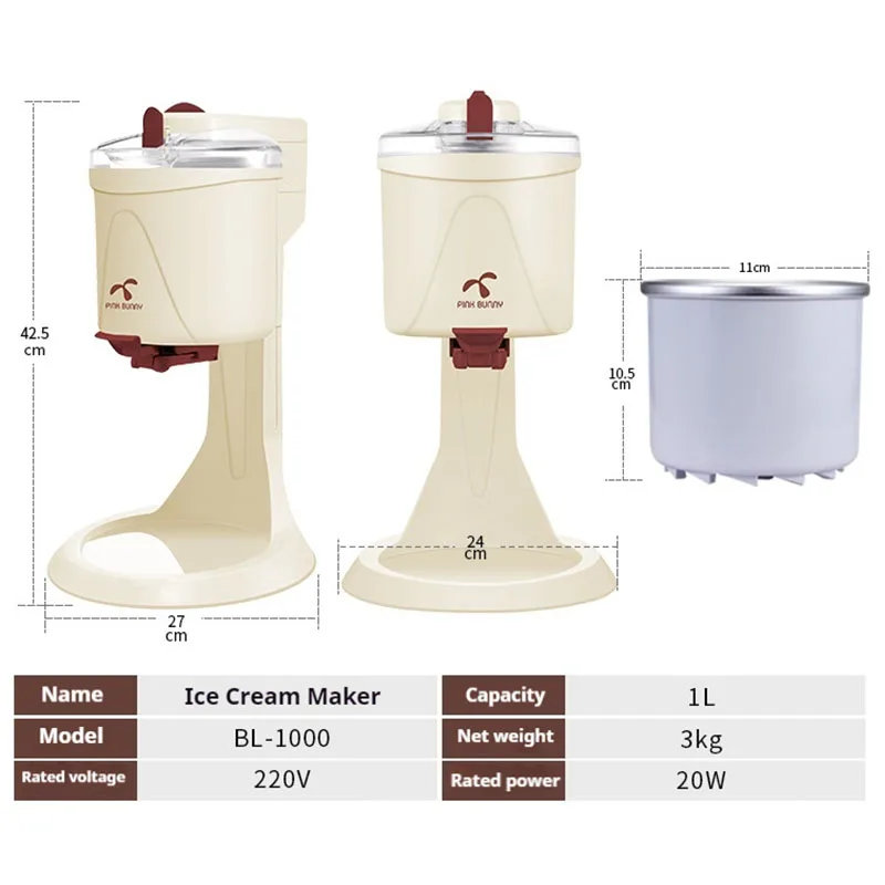 آلة الآيس كريم المنزلية من Beni Rabbit، آلة مخروط الفاكهة للأطفال، آلة الآيس كريم الصغيرة الأوتوماتيكية بالكامل، آلة الآيس كريم الصغيرة