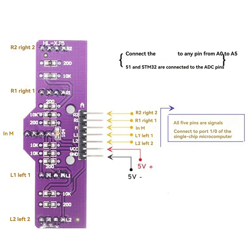 ABSQ-Analog Sensor 5 Tracking Sensor 5 Gray Level Search Intelligent Car Identify Optical Line Patrol Module
