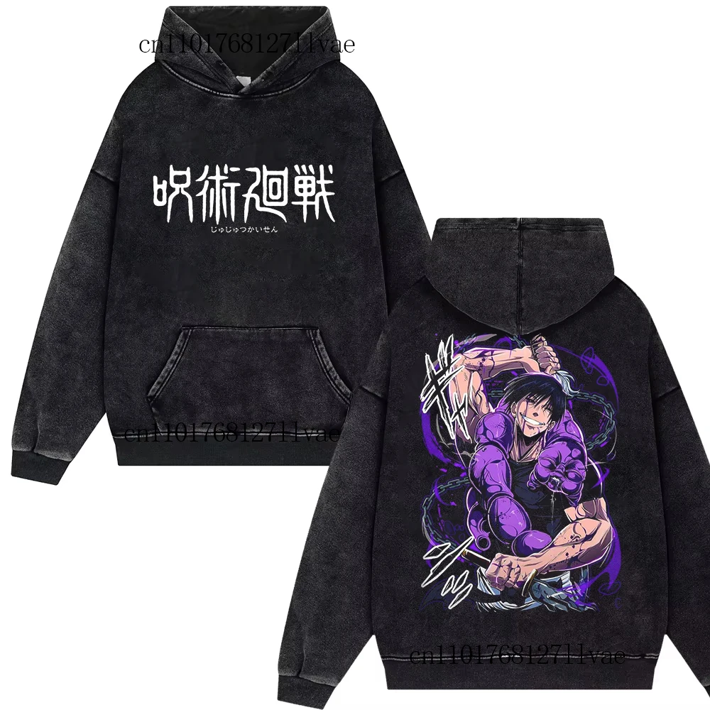 

Gojo Satoru Jujutsu Kaisen винтажные толстовки Washe Harajuku уличная одежда оверсайз мужской женский пуловер пальто Y2k осенне-зимняя одежда