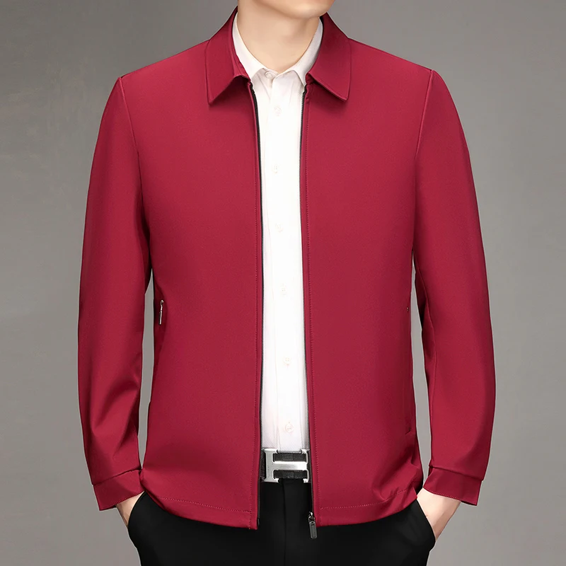 

New Men's Solid-Colour Casual Jacket Mature Gentleman's Lapel Design Business-Chic Practicality Zip-Front Fashionable Outerwear