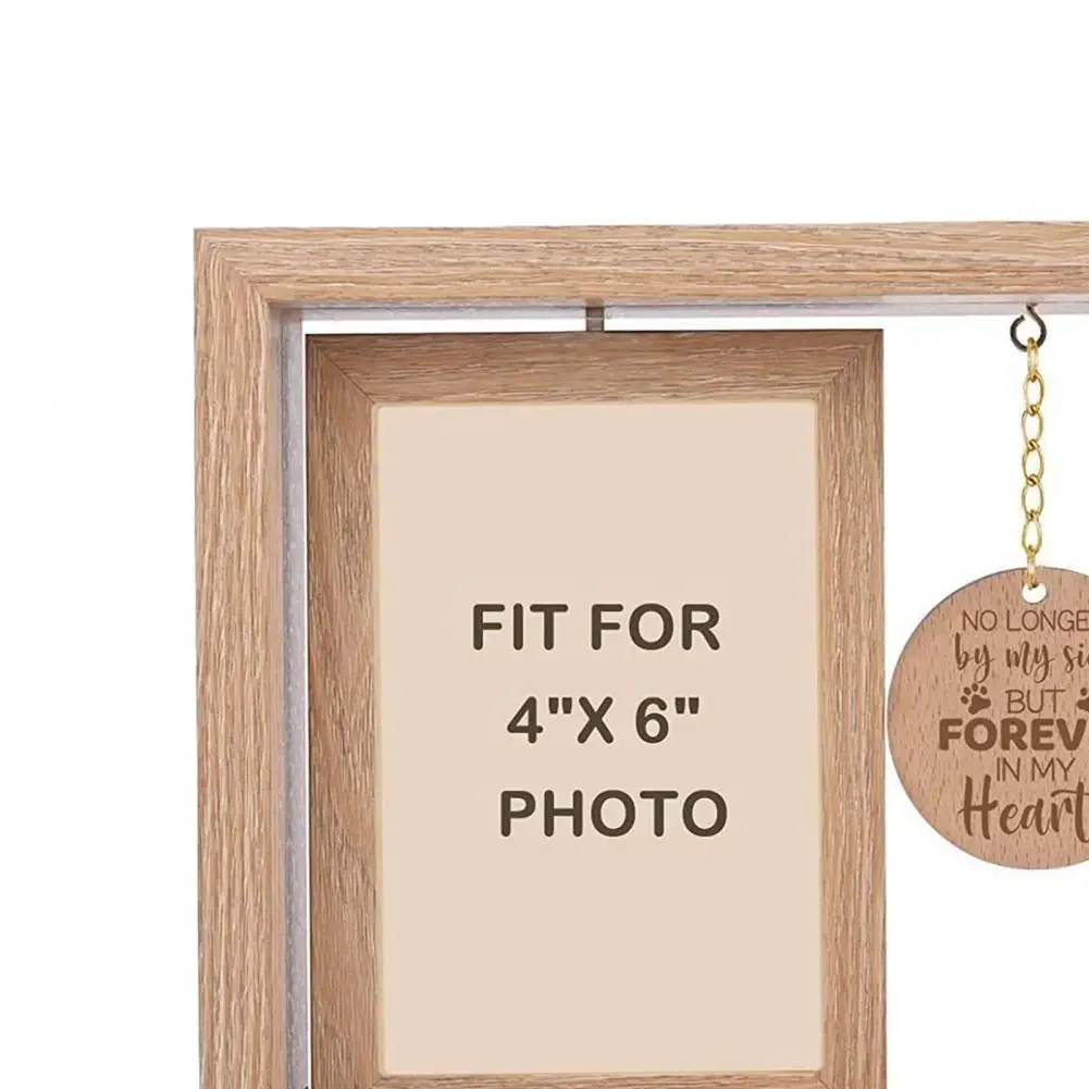 Pet Memory Photo Frame Rotatable Photo Frame Pet Wooden Photo Frame Rotatable Dog Cat Picture Display Desktop for 4x6-inch