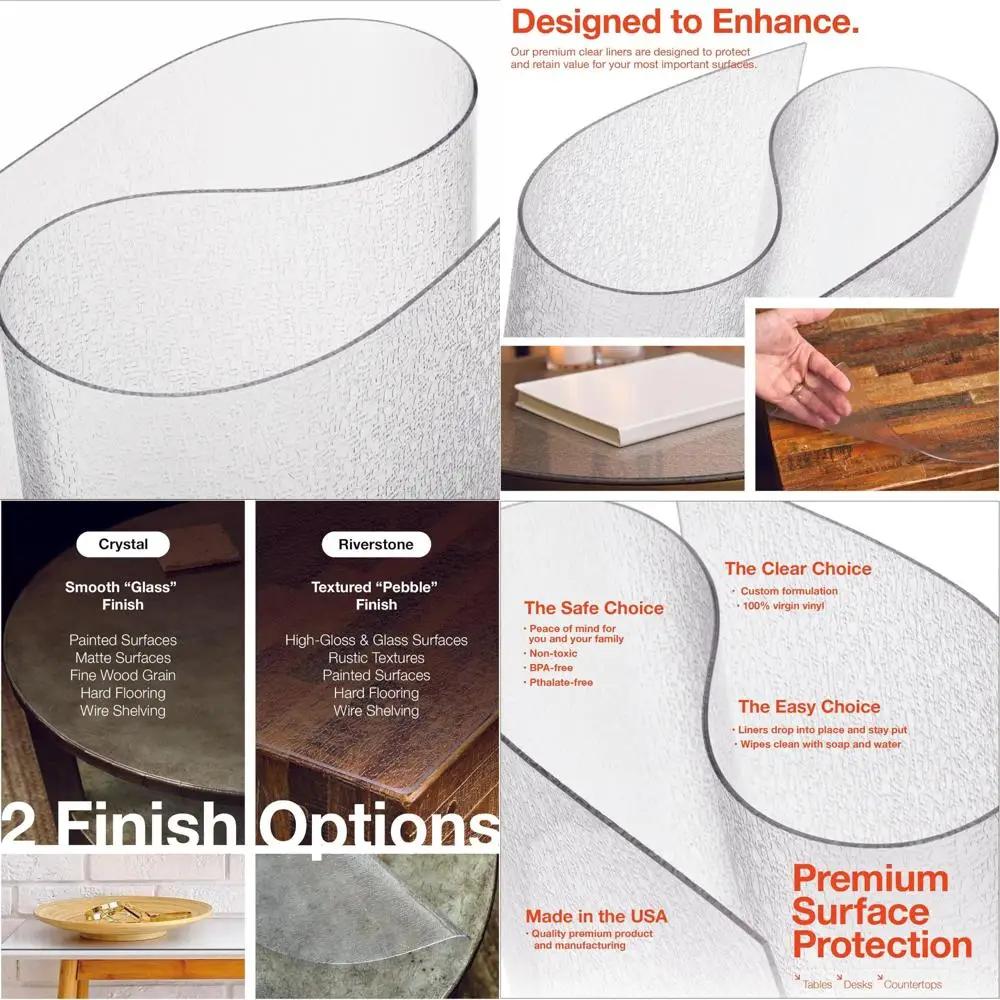 غطاء طاولة من الفينيل الشفاف مستطيل مخصص، مزخرف بيبل، 39.4 × 63 بوصة، سميك 2 مم، صنع في الولايات المتحدة الأمريكية، آمن لتناول الطعام