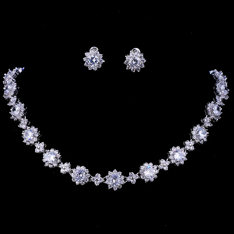 SUGO Classic Hot Sale 5 Colors Options High Quality Round Zirconia Jewelry Sets for Elegant Women Wedding Dress Accessories