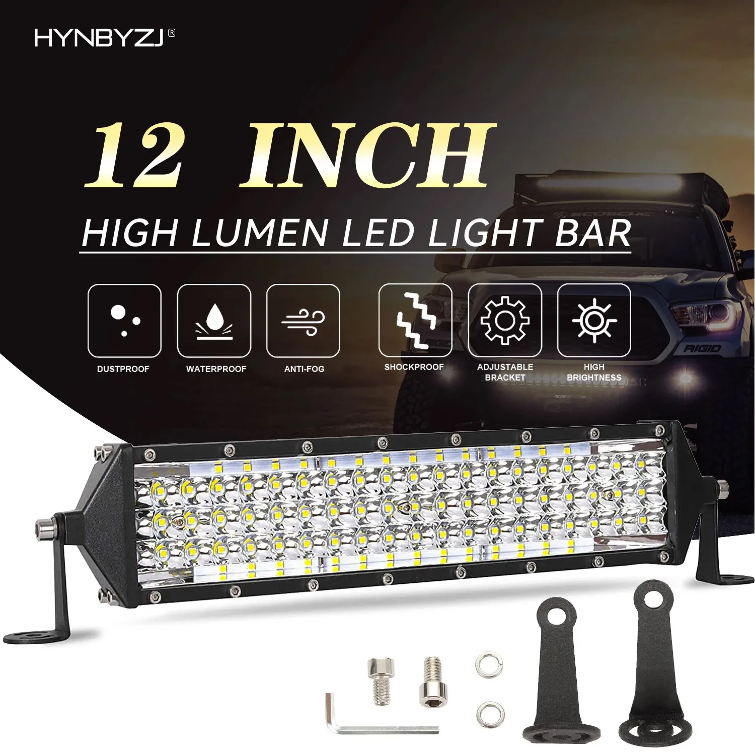 

HYNBYZJ 12" 150W 5 Rows Car LED Work Light Bar Waterproof Off Road Driving LED Light Bar For Truck Offroad 4X4 4WD Car SUV ATV