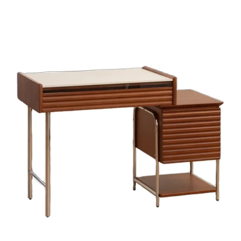 

Retro solid wood storage integrated makeup table light luxury bedroom storage small apartment