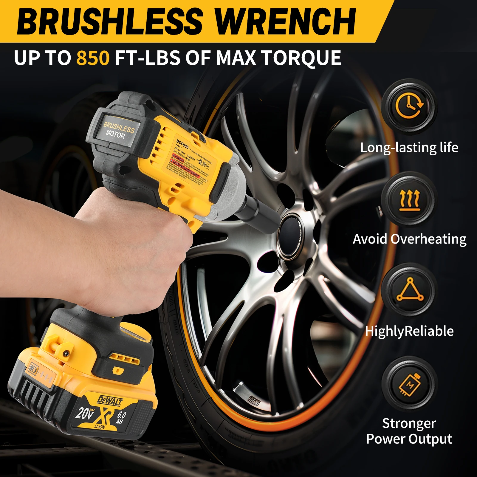 مفتاح ربط DEWALT DCF900 20V 1/2 بوصة، يتميز بمحرك بدون فرشاة، مخرج عزم دوران عالي يجعلك اختيارًا مثاليًا للتعامل مع قويًا