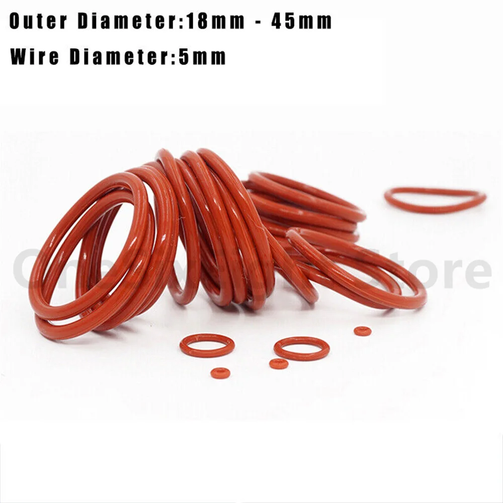 Metric Food Grade Silicone Rubber O Ring Red Seal Orings 5mm Cross Section