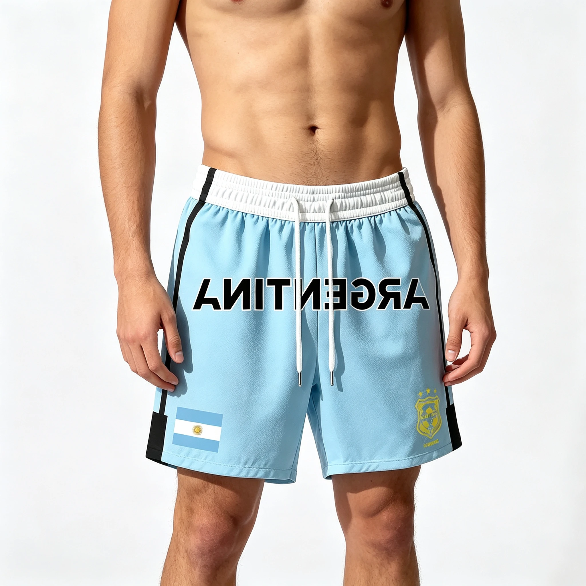 Argentina Style Flag Print Sports Shorts Soccer Matches Daily Wear Outdoor Activities Gym, Travel, Team Gatherings, Holiday Moto