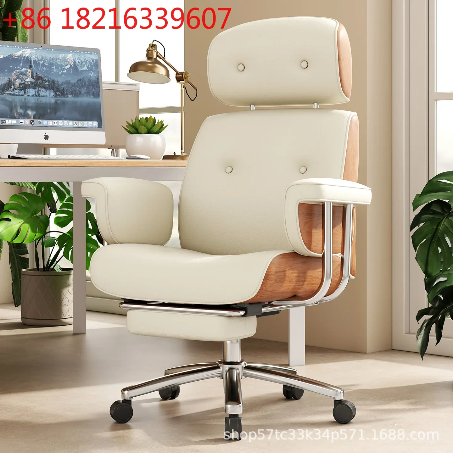 YAO leather home comfortable office chair business back chair study bedroom office high-end