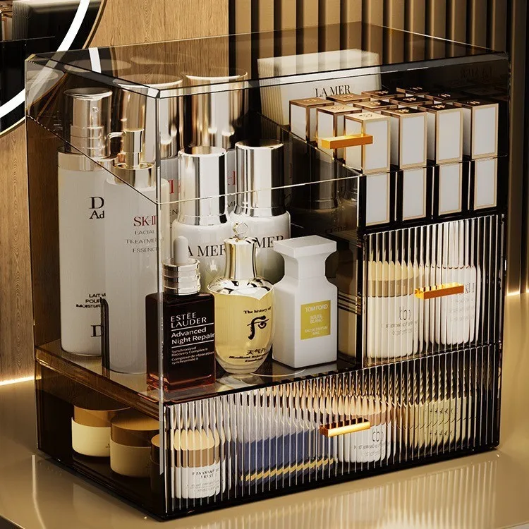 

Acrylic Cosmetic Storage Box Large Capacity Lipstick Skincare Case Dustproof Desktop Makeup Desk Organizer High-End Shelf