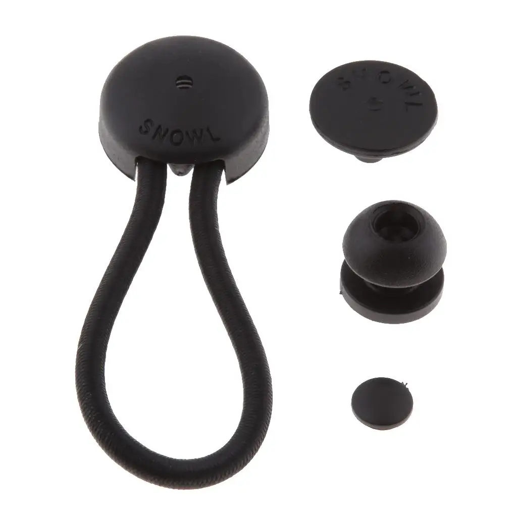Cuerdas elásticas con bolas, de color negro, hechas de plástico resistente, ideales para sujetar tiendas de campaña, para viajes al aire libre y para asegurar equipaje.