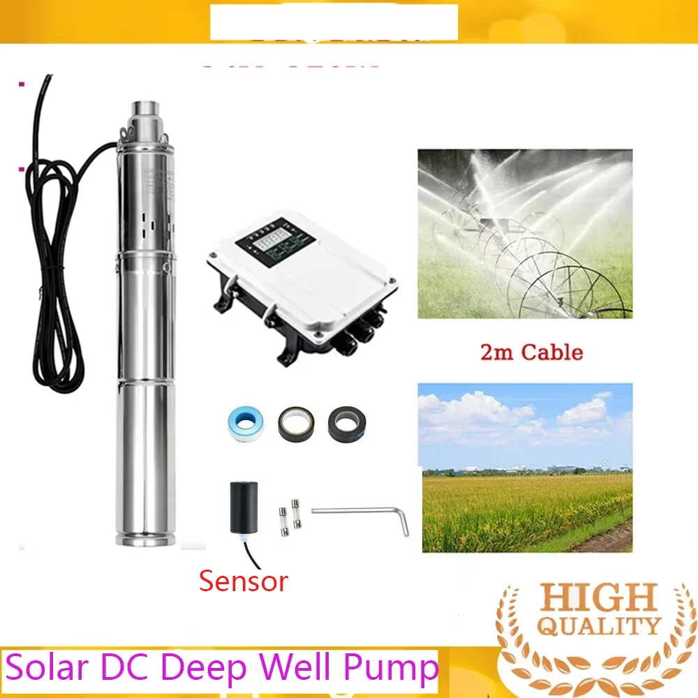 Stainless Steel Solar Submersible Pump Solar Powered Water Pump Drilling Pump with External Controller and Liquid Level Sensor