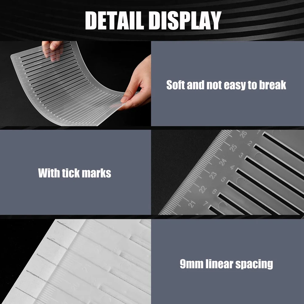 ADP-2 Pcs Plastic Straight Line Stencil Template for Journaling Spacing Line Lettering Guide 11 Inch Scale Writing Ruler