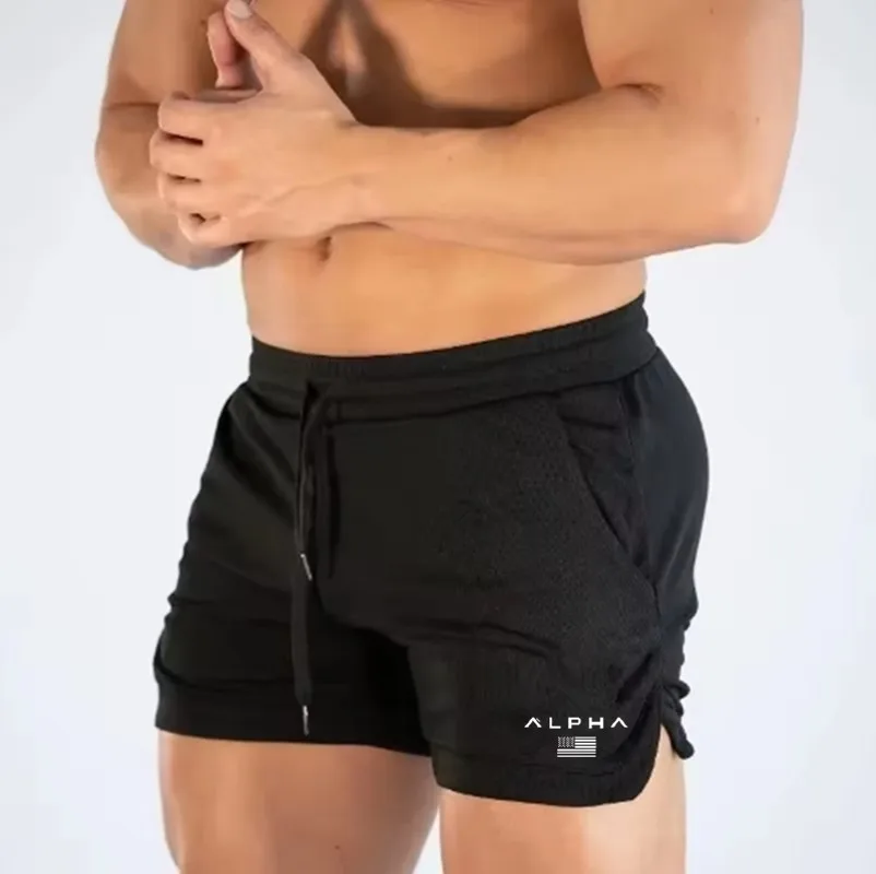Colete de Fitness Masculino Alpha 2026 com Estampa e Gola Redonda + Shorts, Camiseta Interna de Basquete de Secagem Rápida para Músculos