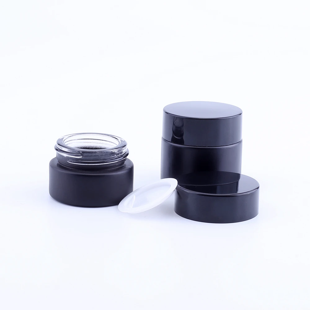 6pcs Factory Direct 5g 10g Frosted Black Luxury Cream Eye Cream Packaging Shading Preservation Glass Jars Bottle