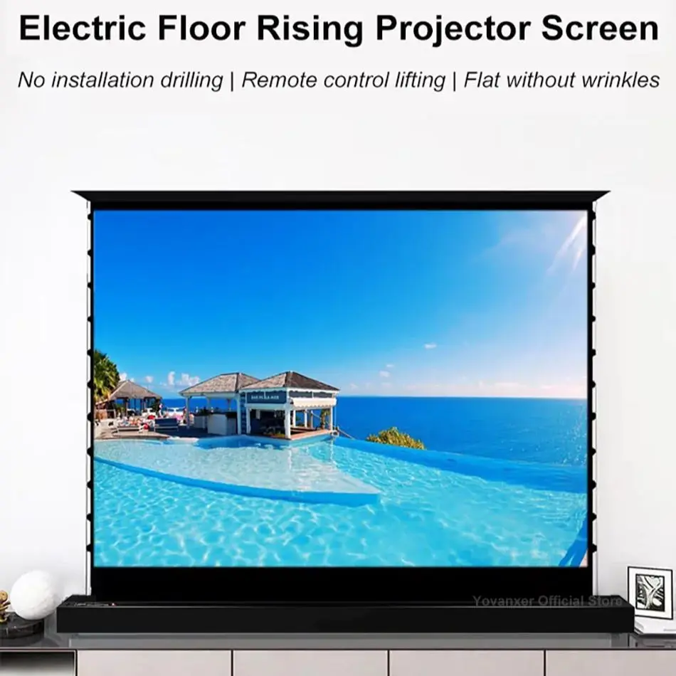 

Electric Rollable Floor Rising Screen 100 Inch ALR Grey Crystal Motorized Projection Screen For Long Throw/Normal Projector