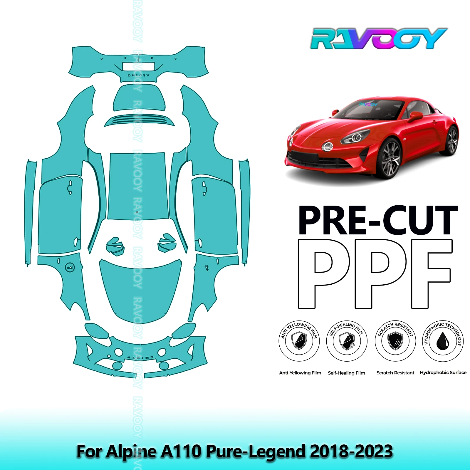 

Full Vehicle Clear Bra Precut PPF Paint Protection Film For Alpine A110 Pure-Legend 2018-2023