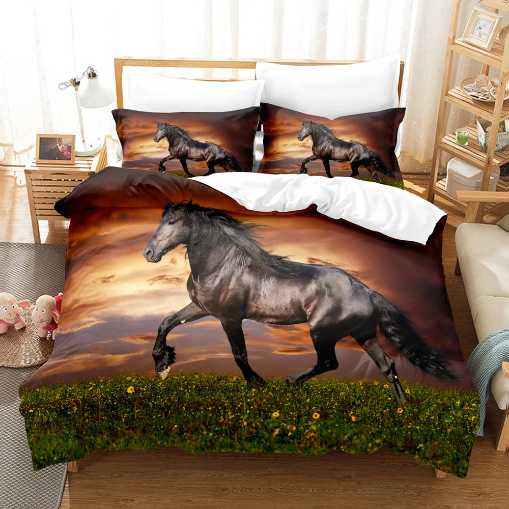 

Horse Bedding Set Single Twin Full Queen King Men/women Size Bed Set Aldult Kid Bedroom Duvetcover Sets 3D Anime 034