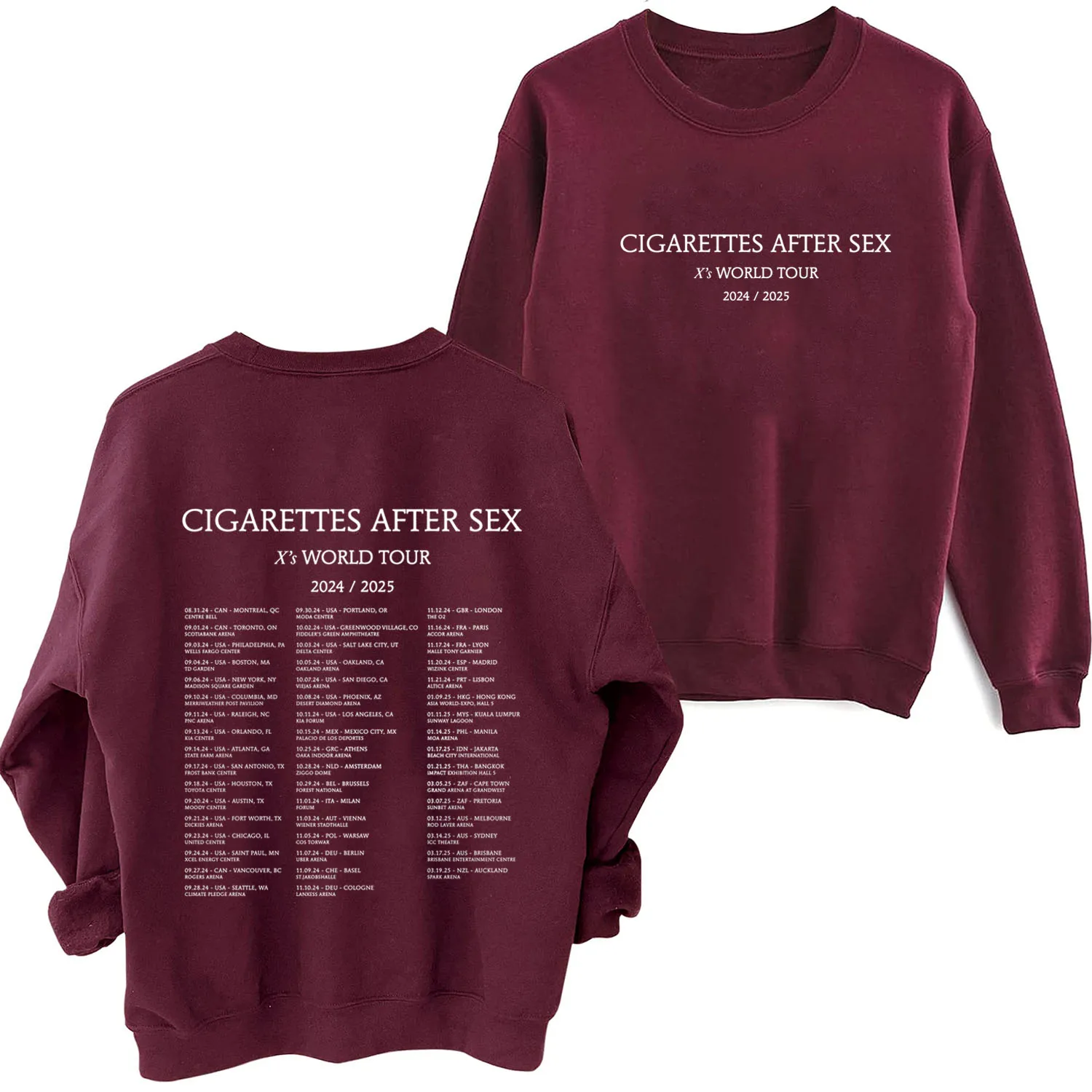 Cigarettes After Sex O-Neck Hoodie X\'s World Tour 2024/2025 Casual Autumn Sweatshirt Printing Music Fans Gift Long Sleeve Unisex