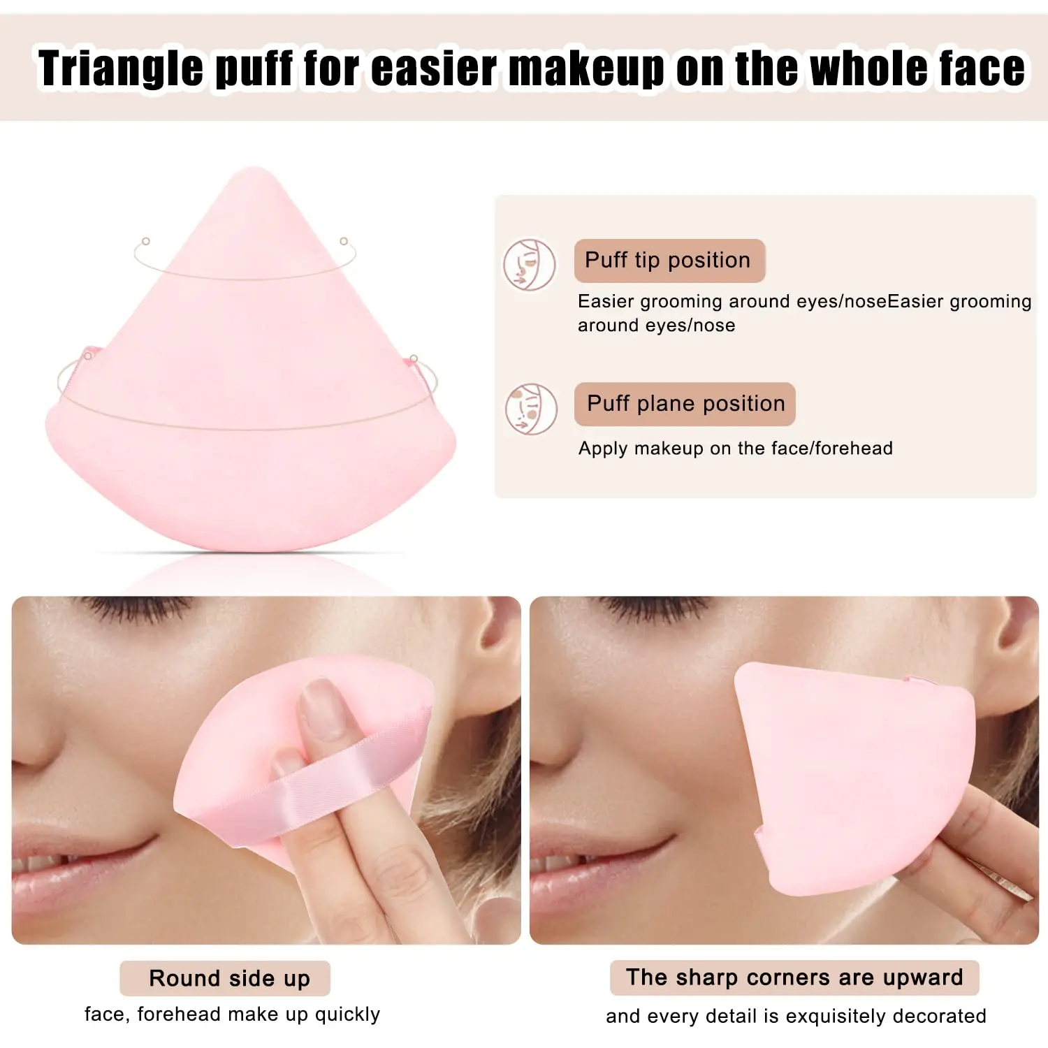 6 Pcs Powder Puff Face Makeup Sponge Soft Velour Triangle Powder Puffs For Loose Powder Body Powder Cosmetic Foundation Beauty S