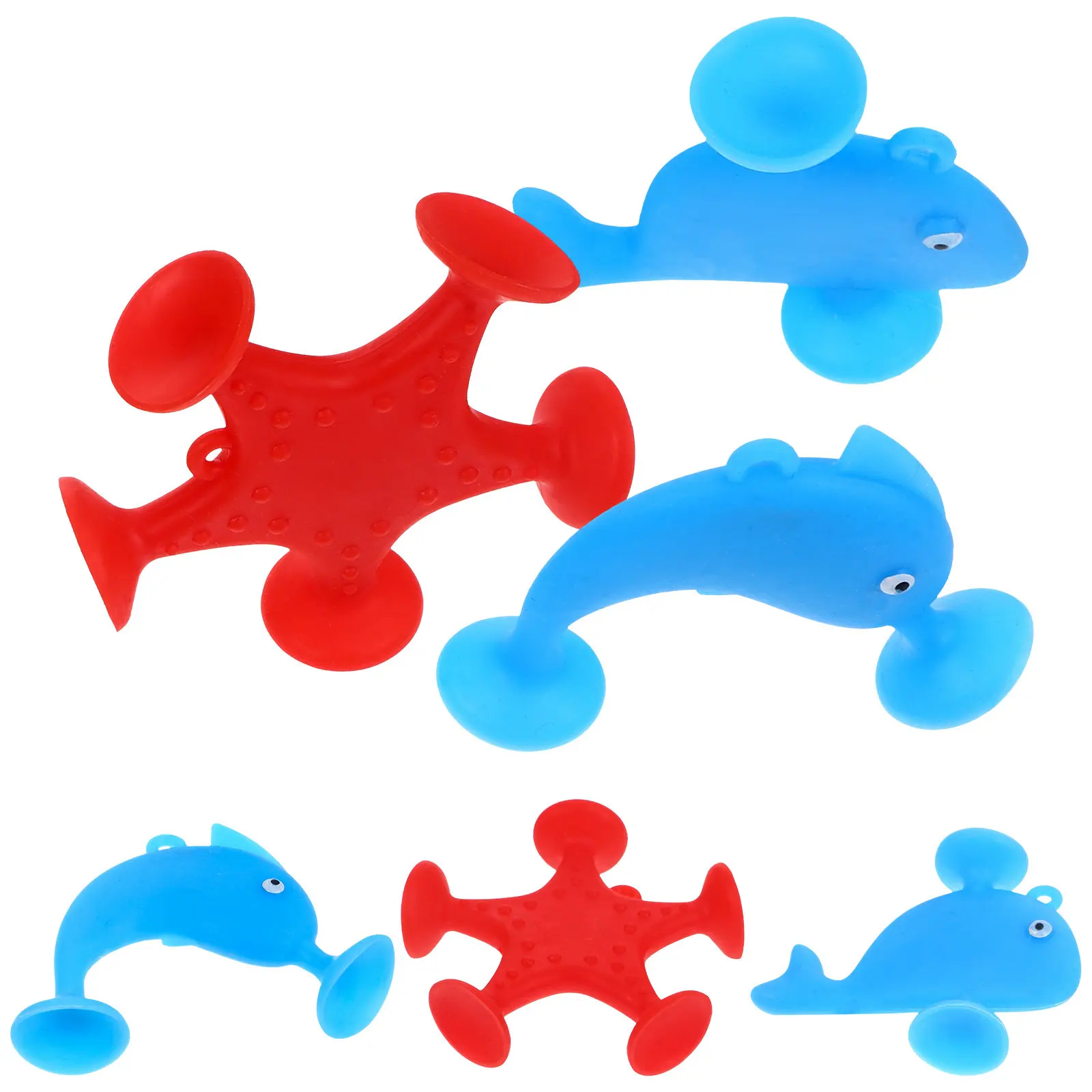 6Pcs Baby Safe Suction Bath Cartoon Animals Small Size Play Water Accessories for Baby Shower and Pool Suction Bath Toys