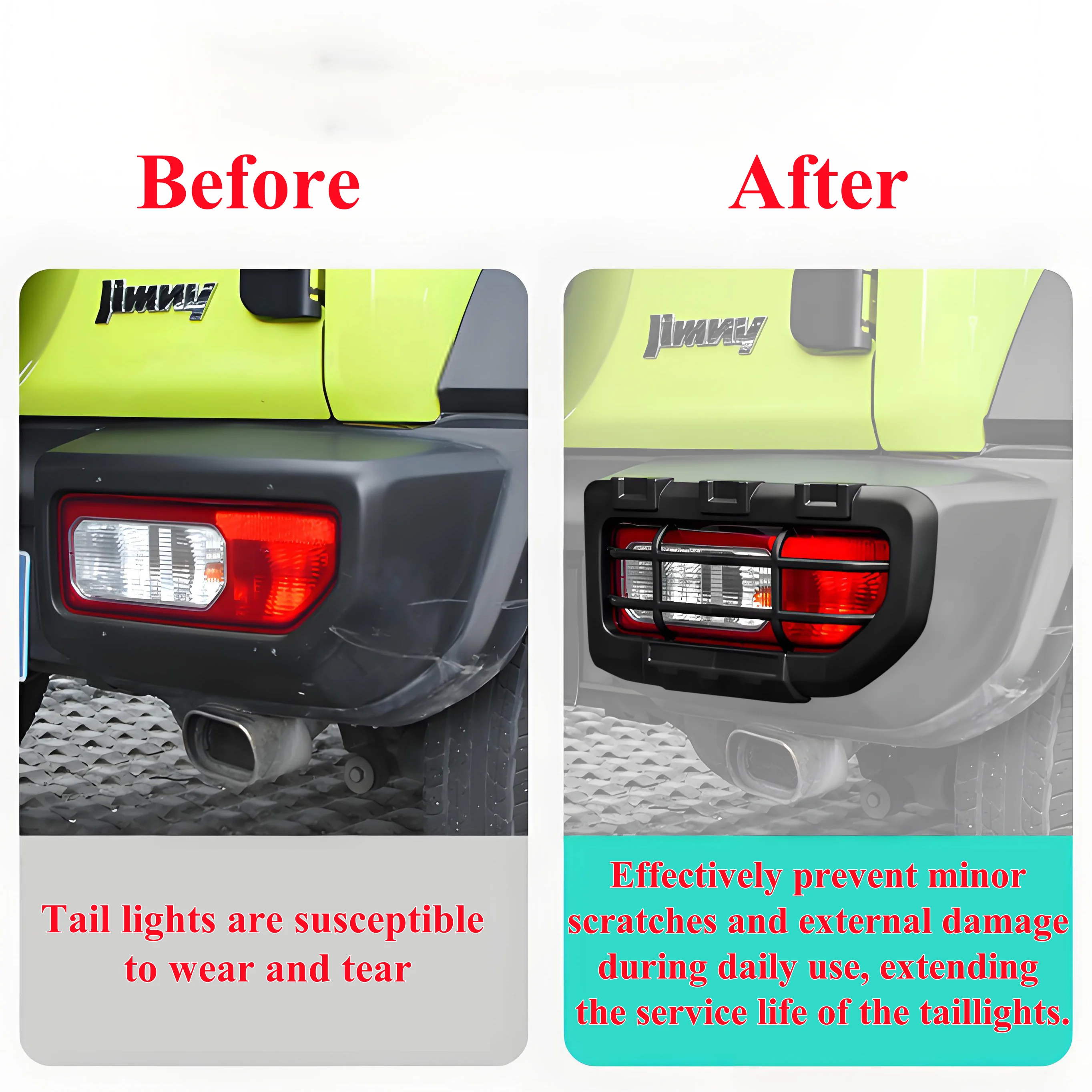 4 قطعة سيارة الجبهة الضباب ضوء مصباح حماية + الخلفية الذيل ضوء أغطية المصابيح لسوزوكي جيمي JB74 2019-2024 الملحقات الخارجية ABS #6