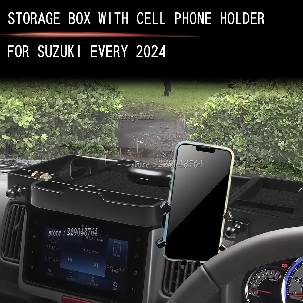 For Suzuki Every 2024 2025 ABS Mobile Phone Holder Instrument Screen Storage Box Container Protector Cover Car Accessories