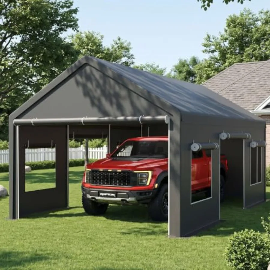 eavy Duty Carport Canopy, All-Weather Car Ports, Grey