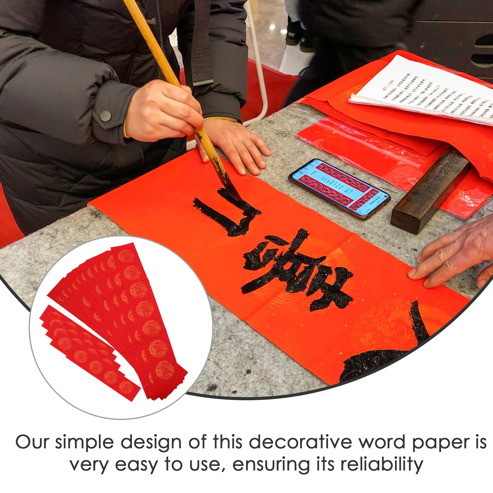 

5 Sets Red For Spring Festival Chinese New Year Writing Calligraphy Blank Sheets Festival Wishing Red Construction Paper Office