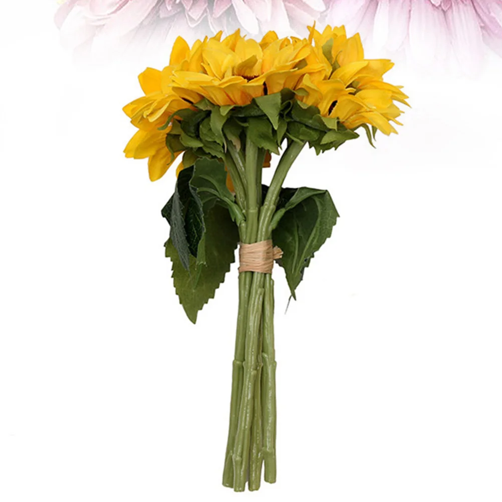 

6 Artificial Sunflowers Bouquet Cloth Material Simulation for Wedding Home Decor Realistic Silk Flowers Arrangement