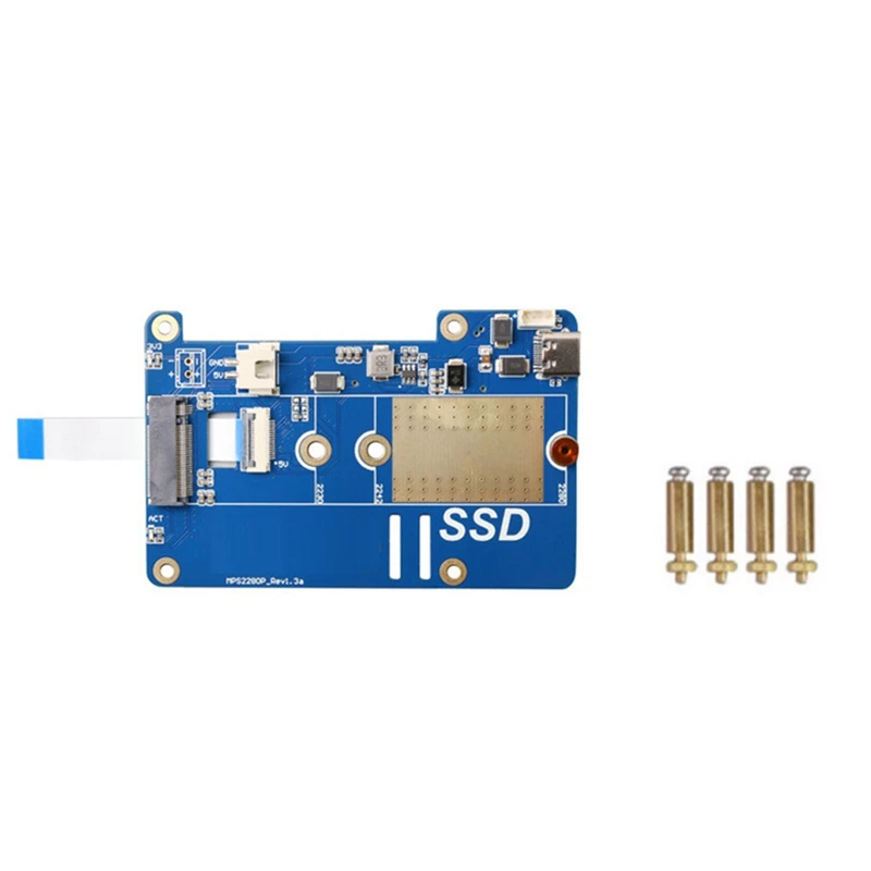 MPS2280P PCIE M.2 NVME SSD HAT For Raspberry Pi 5 Support 2280 2230 2242 Gen 3 Expansion Board